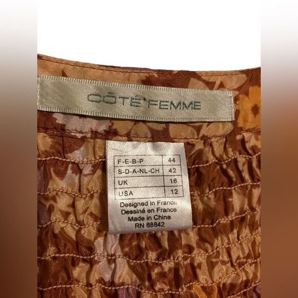 Cote Femme Silk Shirt Size 12 - Picture 6 of 7